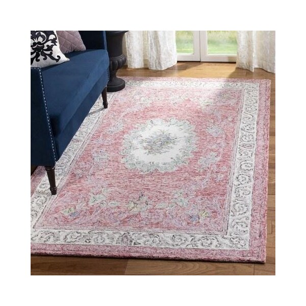 Safavieh Aubusson Traditional Rectangle Hand Tufted RugsRed & Ivory 8 x 10 ft. - AUB105Q-8