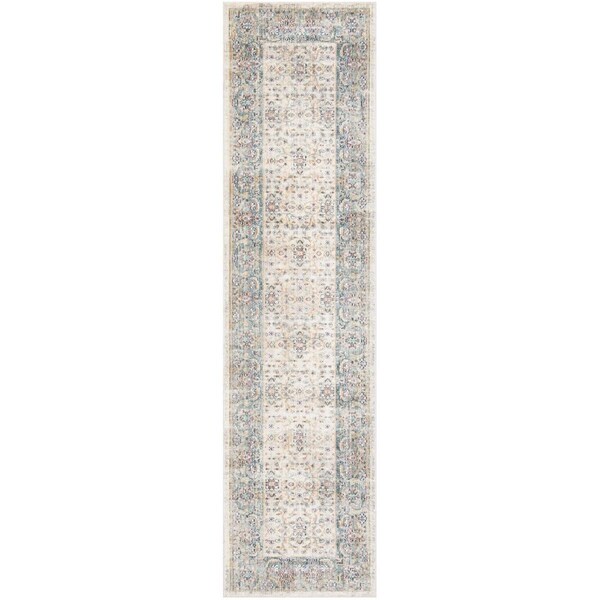 Safavieh Illusion Power Loomed Runner Rug, Cream and Light Blue - 2 ft.-3 in. x 8 ft. - ILL701B-28