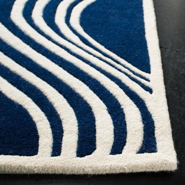 Safavieh Chatham Hand Tufted Rectangle Rug- Dark Blue - Ivory- 4 x 6 ft. - CHT758C-4