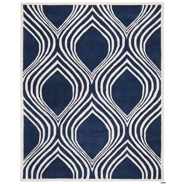 Safavieh Chatham Hand Tufted Rectangle Rug- Dark Blue - Ivory- 4 x 6 ft. - CHT758C-4