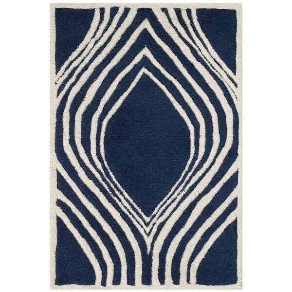 Safavieh Chatham Hand Tufted Rectangle Rug- Dark Blue - Ivory- 4 x 6 ft. - CHT758C-4