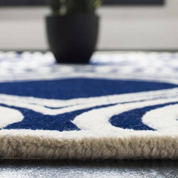 Safavieh Chatham Hand Tufted Rectangle Rug- Dark Blue - Ivory- 4 x 6 ft. - CHT758C-4