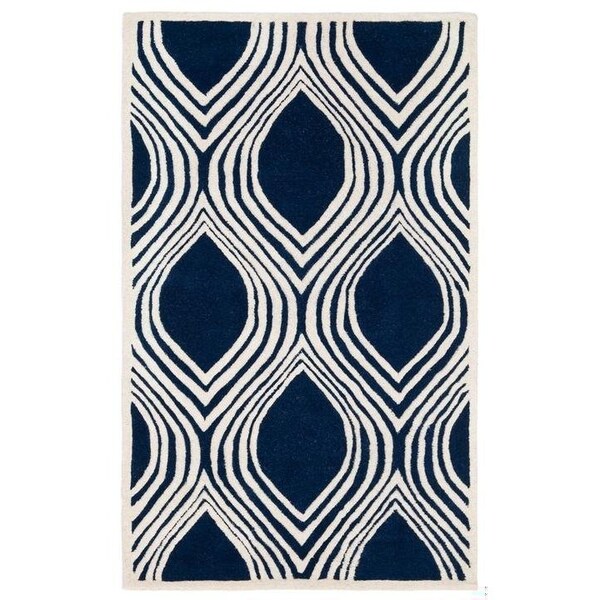 Safavieh Chatham Hand Tufted Rectangle Rug- Dark Blue - Ivory- 4 x 6 ft. - CHT758C-4