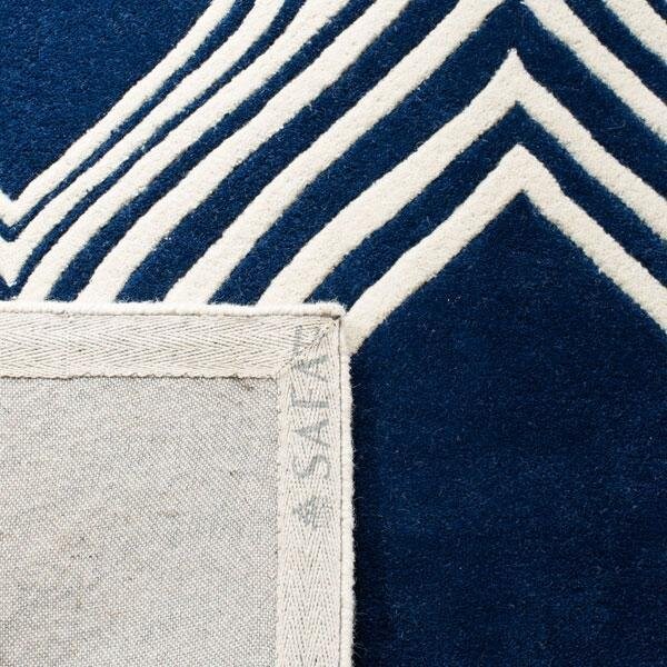 Safavieh Chatham Hand Tufted Rectangle Rug- Dark Blue - Ivory- 4 x 6 ft. - CHT758C-4