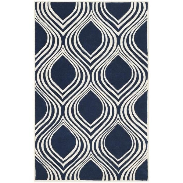 Safavieh Chatham Hand Tufted Rectangle Rug- Dark Blue - Ivory- 4 x 6 ft. - CHT758C-4