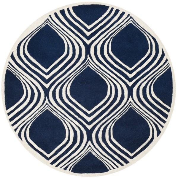 Safavieh Chatham Hand Tufted Rectangle Rug- Dark Blue - Ivory- 4 x 6 ft. - CHT758C-4