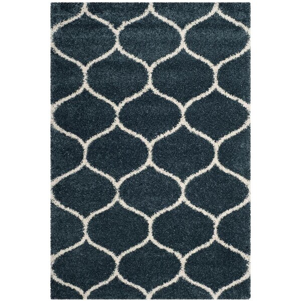 Flowers First 5 ft. 1 in. x 7 ft. 6 in. Hudson Shag Power Loomed Rug, Slate Blue & Ivory - Medium Rectangle - FL2149515