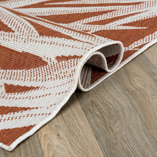 World Rug Gallery Tropical Leaves Nature Inspired Indoor/Outdoor Runner Rug 2' x 7' Rust - 4030RUST2X7