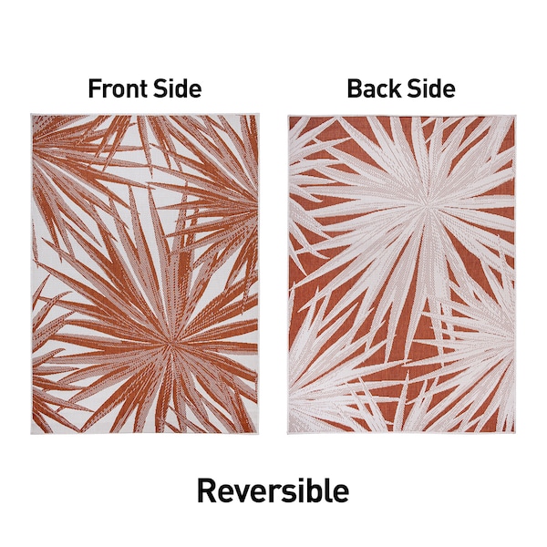 World Rug Gallery Tropical Leaves Nature Inspired Indoor/Outdoor Runner Rug 2' x 7' Rust - 4030RUST2X7