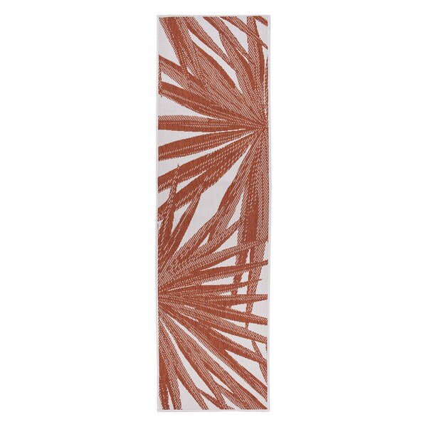 World Rug Gallery Tropical Leaves Nature Inspired Indoor/Outdoor Runner Rug 2' x 7' Rust - 4030RUST2X7