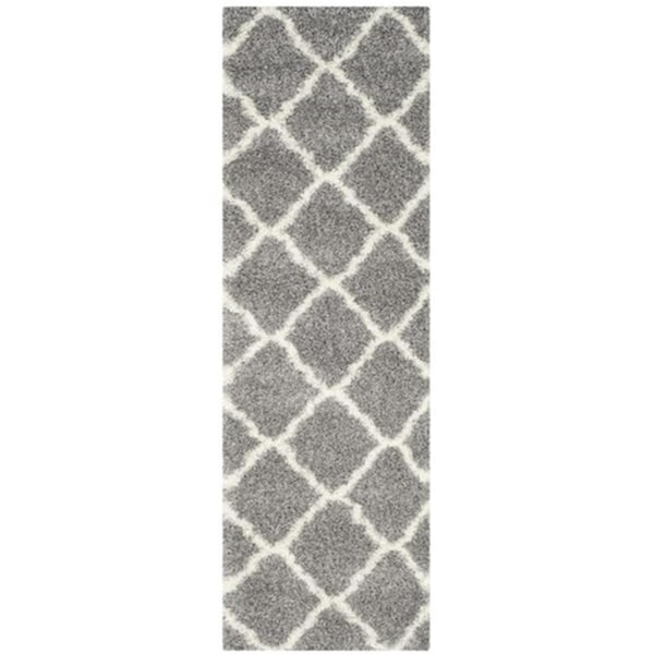 Safavieh Montreal Shag Power Loomed Runner Rug- Grey - Ivory- 2 ft. 3 in. x 7 ft. - SGM866D-27