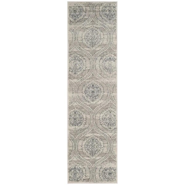 Flowers First 2 ft. 3 in. x 8 ft. Carnegie Power Loomed Runner Rug, Light Grey & Cream - FL1909652