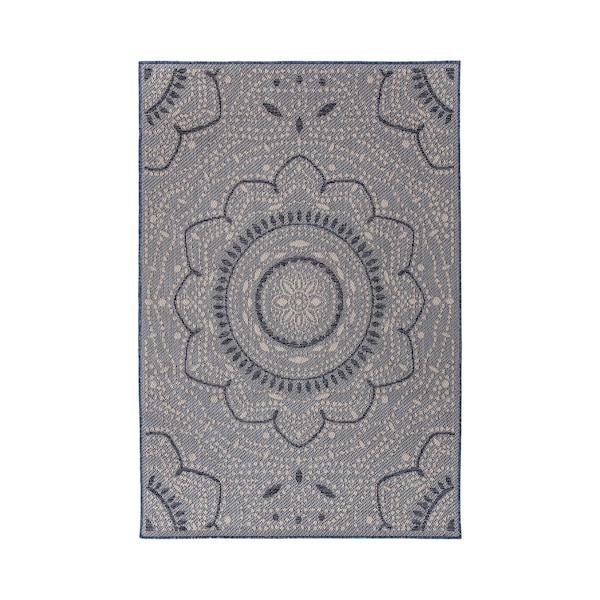 World Rug Gallery Medallion Design Indoor/Outdoor Area Rug 7'10'' x 10 Blue - 415BLUE8X10
