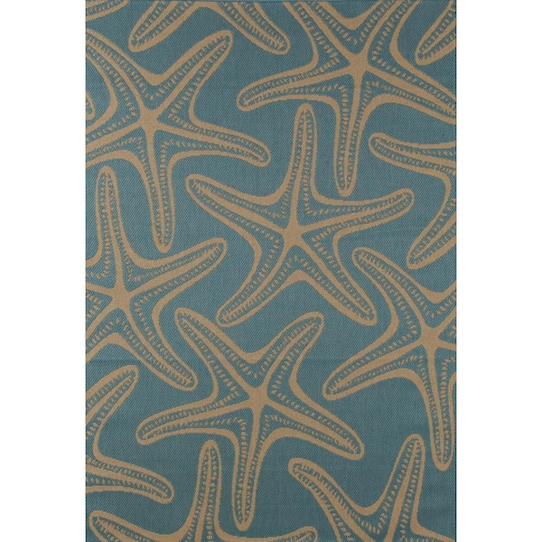 Standalone 4 x 6 ft. Plymouth Collection Starfish Flat Woven Indoor & Outdoor Area Rug, Blue - ST2590119