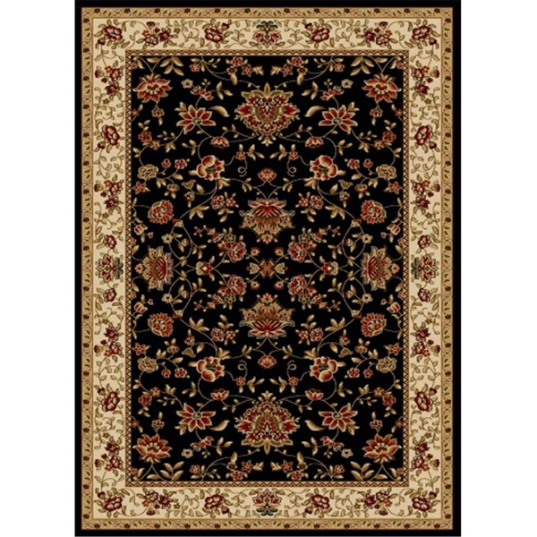 Radici Usa 1597-1412-BLACK Como Rectangular Black Traditional Italy Area Rug, 7 ft. 9 in. W x 11 ft. H - 1597/1412/BLACK