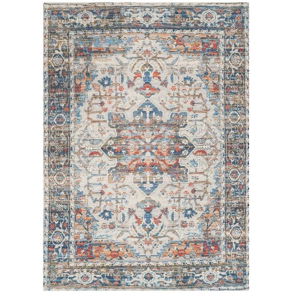 Safavieh Saffron Hand Loomed Rectangle RugGrey & Blue 5 x 8 ft. - SFN543F-5