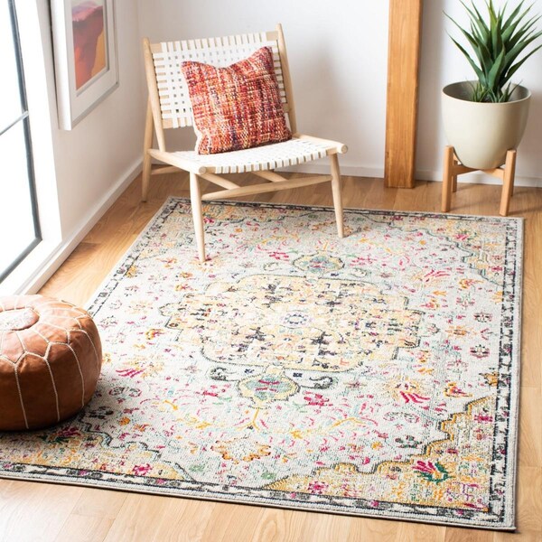 Safavieh Madison Power Loomed Square Area RugGrey & Gold 3 x 3 ft. - MAD447G-3SQ