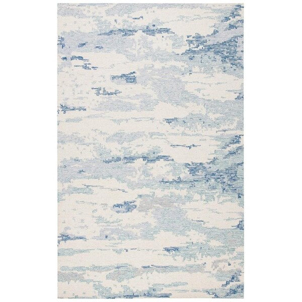 Safavieh 8 x 8 ft. Abstract Collection Round Rug - Ivory & Blue - ABT465A-8R