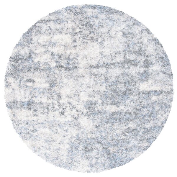 Safavieh 8 x 8 ft. Berber Shag Shag & Flokati Round Power Loomed Rug; Ivory & Grey - BER274A-8R