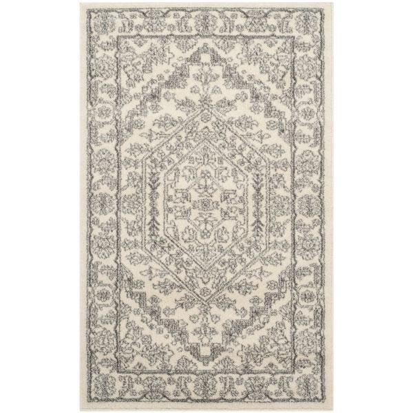 Safavieh 2 ft.-6 in. x 4 ft. Runner Casual Adirondack- Ivory and Silver Power Loomed Rug - ADR108B-24