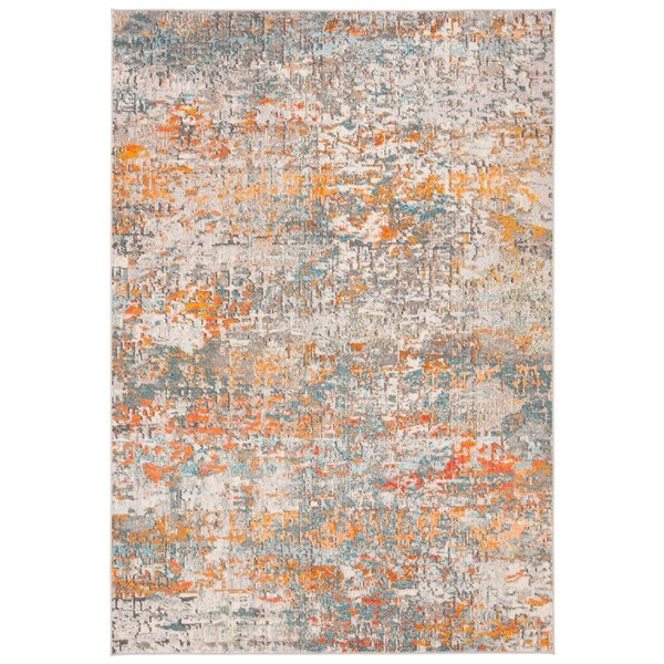 Safavieh 6.7 x 6.7 in. Madison Collection Square Rug Grey & Orange - MAD460F-7SQ
