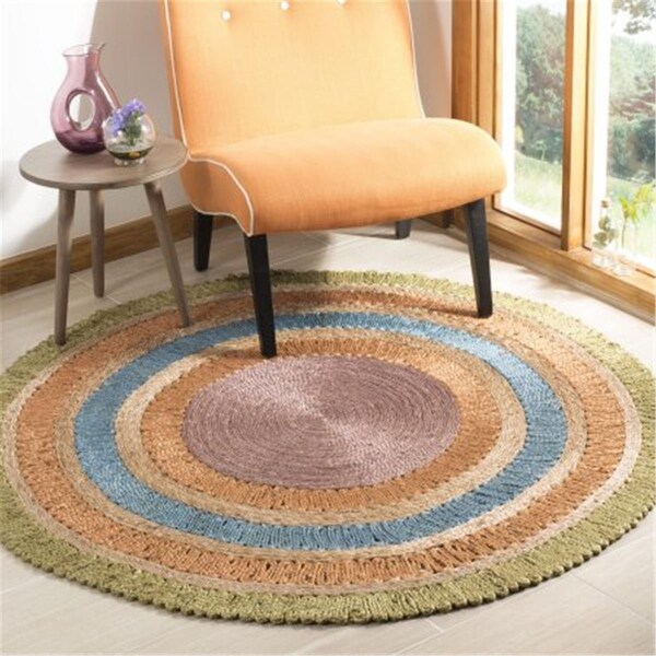 Safavieh Natural Fiber Hand Woven Round Area RugGreen & Multicolor 7 x 7 ft. - NF201D-7R