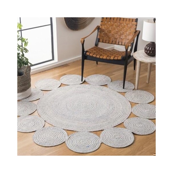 Safavieh 3 x 3 ft. Cape Cod Round Area Rug, Grey & Pink - CAP230F-3R