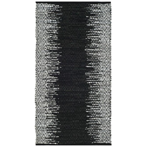 Flowers First 2 ft. 3 in. x 4 ft. Vintage Leather Hand Woven Area Rug, Light Grey & Black - Accent - FL1862597