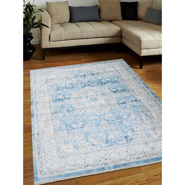 Jensendistributionservices 2 ft. x 3 ft. 10 in. Machine Woven Crossweave Polyester Oriental Rectangle Area Rug, Blue - MI1556623