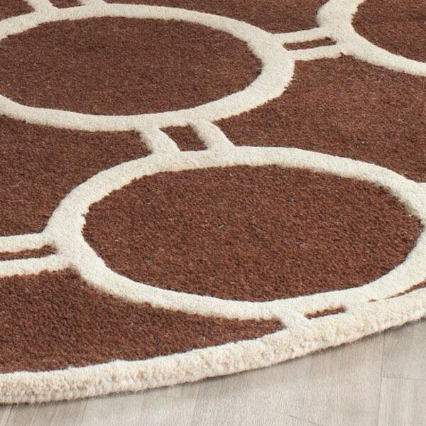 Safavieh Cambridge Hand Tufted Rectangle Rug- Dark Brown - Ivory- 4 x 6 ft. - CAM145H-4