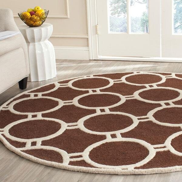 Safavieh Cambridge Hand Tufted Rectangle Rug- Dark Brown - Ivory- 4 x 6 ft. - CAM145H-4