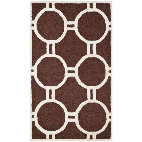 Safavieh Cambridge Hand Tufted Rectangle Rug- Dark Brown - Ivory- 4 x 6 ft. - CAM145H-4