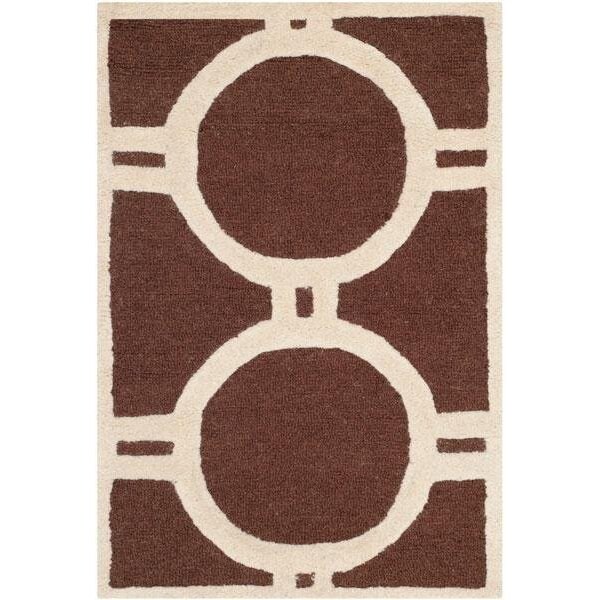 Safavieh Cambridge Hand Tufted Rectangle Rug- Dark Brown - Ivory- 4 x 6 ft. - CAM145H-4