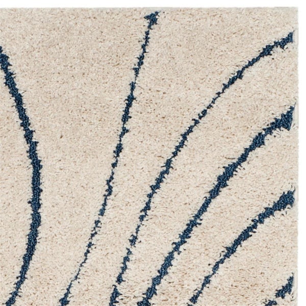 Safavieh 6 ft.7 in. x 6 ft.7 in. Power Loomed Round Shag RugCream & Blue - SG471-1165-7R