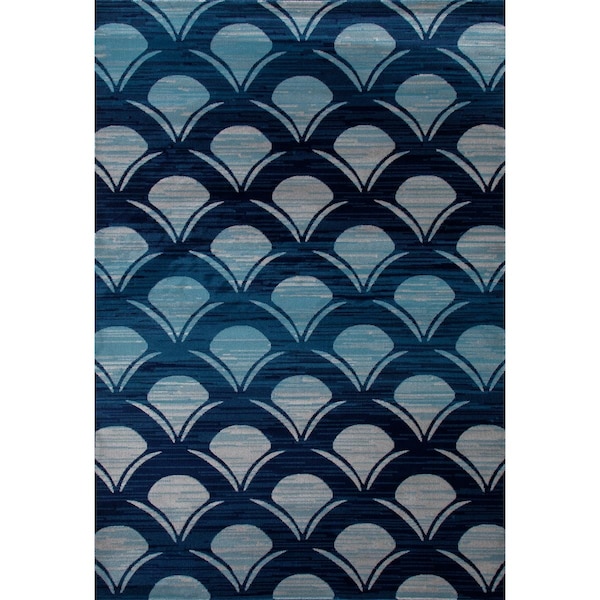 Art Carpet 3 X 4 Ft. Seaport Collection Waves Woven Area Rug, Navy - 841864117480