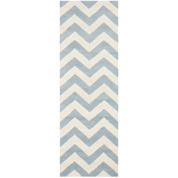 Safavieh Chatham Hand Tufted Runner Rug- Blue - Ivory- 2 ft. 3 in. x 9 ft. - CHT715B-29