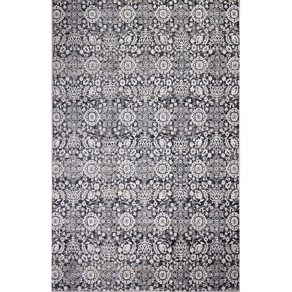 Bashian 2 ft. 6 in. x 4 ft. 6 in. Bradford Collection Transitional Polyester Power Loom Area Rug, Charcoal - B128-CHAR-2.6X4.6-BR103