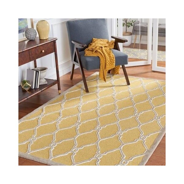 Safavieh Cambridge Hand Tufted Small Rectangle Rug- Gold - Ivory- 3 x 5 ft. - CAM352Q-3