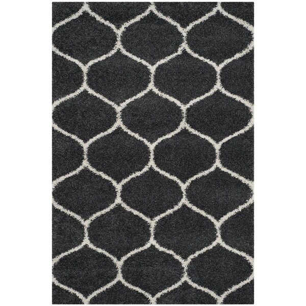 Flowers First 5 ft. 1 in. x 7 ft. 6 in. Hudson Shag Power Loomed Rug, Dark Grey & Ivory - Medium Rectangle - FL1909619