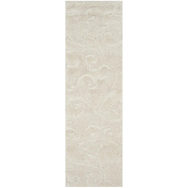 Safavieh 2 ft. 3 in. x 7 ft. Shag Power Loomed Runner Area Rug, Creme - SG455-1111-27