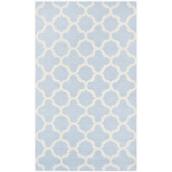 Safavieh Cambridge Hand Tufted Runner Rug- Light Blue - Ivory- 2 ft. 6 in. x 14 ft. - CAM130A-214