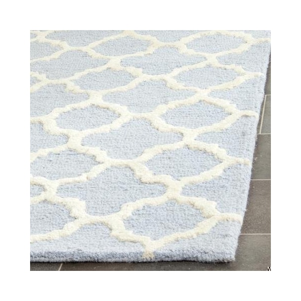 Safavieh Cambridge Hand Tufted Runner Rug- Light Blue - Ivory- 2 ft. 6 in. x 14 ft. - CAM130A-214