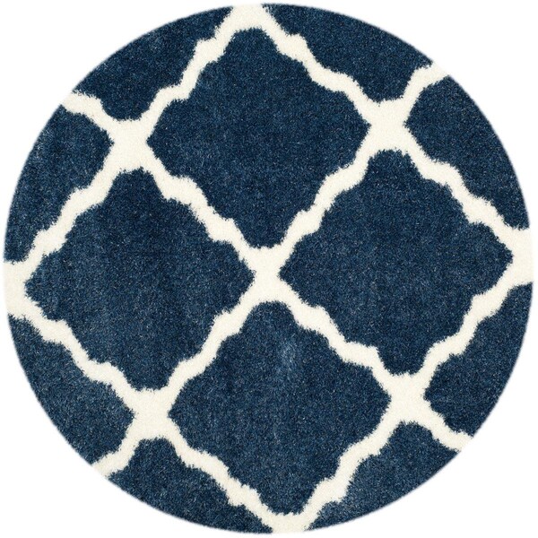 Safavieh Montreal Shag Round RugBlue & Ivory 6 ft. 7 in. x 6 ft. 7 in. - SGM866A-7R