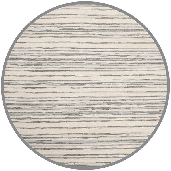 Safavieh Rag Rug Round Area Rug, Ivory and Grey - 6 x 6 ft. - RAR126A-6R