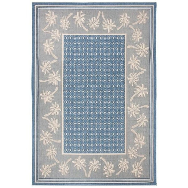 Safavieh 2 Ft. -7 In. X 5 Ft. Small Rectangle Indoor-Outdoor Courtyard- Blue And Ivory- Machine Made Rug - CY5148C-3