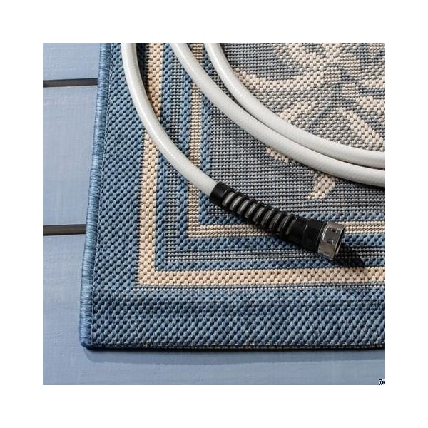 Safavieh 2 Ft. -7 In. X 5 Ft. Small Rectangle Indoor-Outdoor Courtyard- Blue And Ivory- Machine Made Rug - CY5148C-3