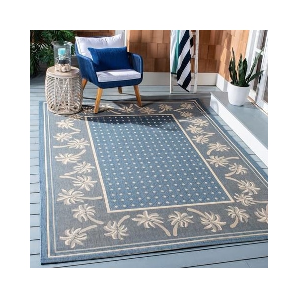 Safavieh 2 Ft. -7 In. X 5 Ft. Small Rectangle Indoor-Outdoor Courtyard- Blue And Ivory- Machine Made Rug - CY5148C-3