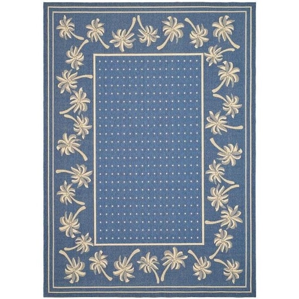 Safavieh 2 Ft. -7 In. X 5 Ft. Small Rectangle Indoor-Outdoor Courtyard- Blue And Ivory- Machine Made Rug - CY5148C-3