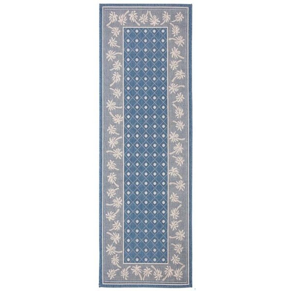Safavieh 2 Ft. -7 In. X 5 Ft. Small Rectangle Indoor-Outdoor Courtyard- Blue And Ivory- Machine Made Rug - CY5148C-3