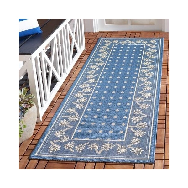 Safavieh 2 Ft. -7 In. X 5 Ft. Small Rectangle Indoor-Outdoor Courtyard- Blue And Ivory- Machine Made Rug - CY5148C-3